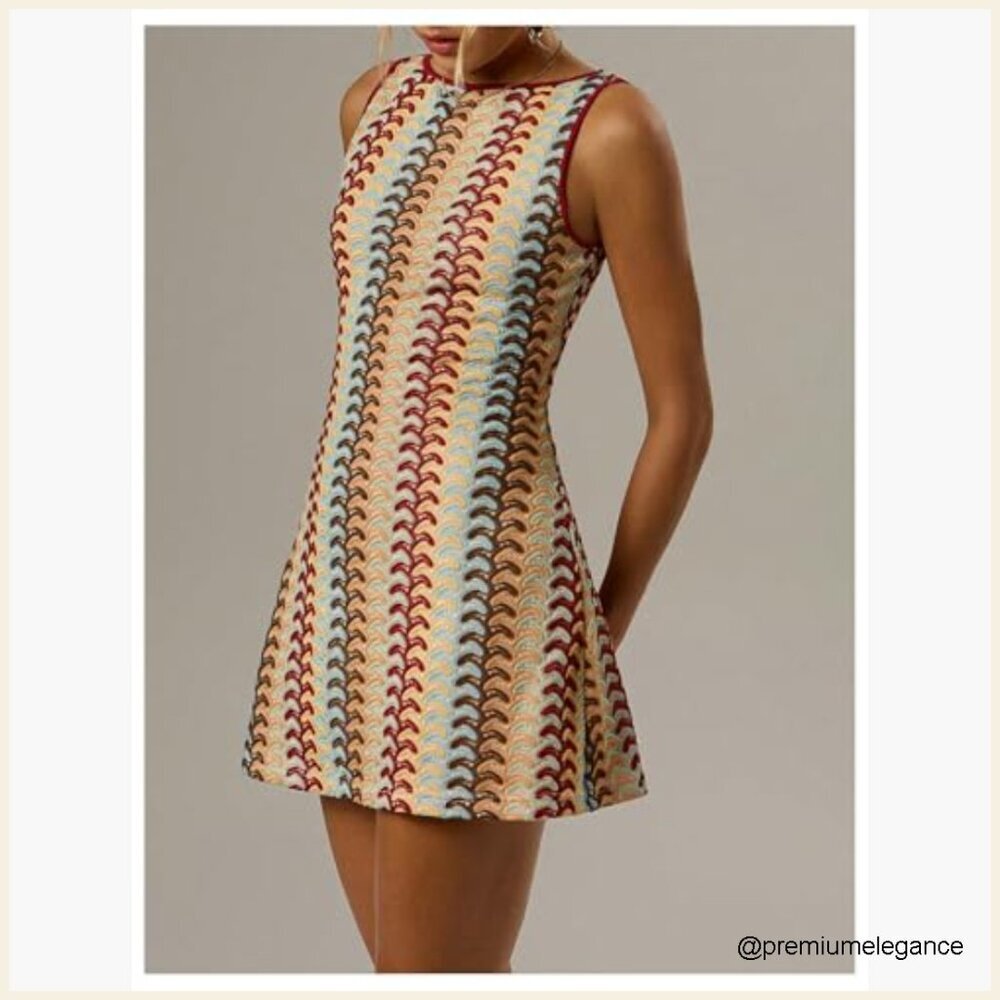 Crochet Mini Dress A-Line Sundress Sleeveless Summer Boho Beach Vacation - Picture 2 of 5